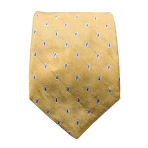 Brooks Brothers Tie 100% Italian Silk Gold Blue Paisley Classic 3.75" Necktie